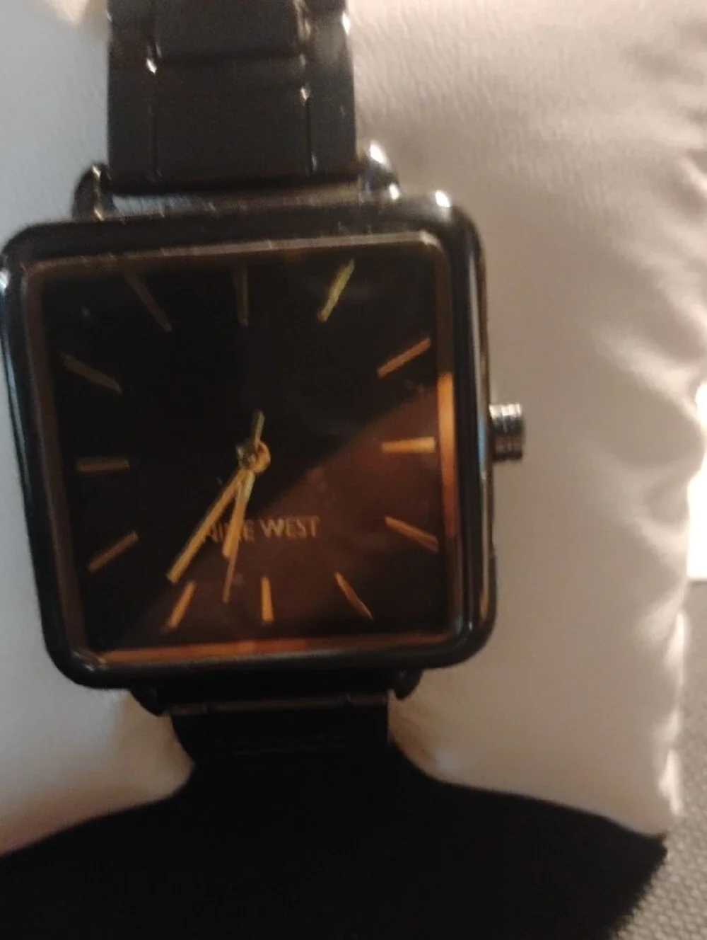 Nine West Black and Gold Square Face Bracelet Watch